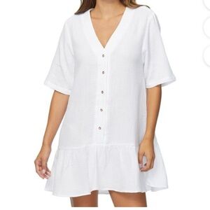 Raisins Juniors' Sol Cotton Button-Up Cover-Up Dress M
